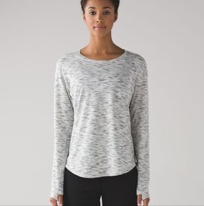 Lululemon Lost In Pace Long Sleeve Tiger Space Dye Black White 10
